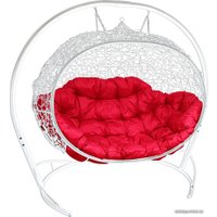 Подвесной диван M-Group Улей 11210106 (белый ротанг/красная подушка)