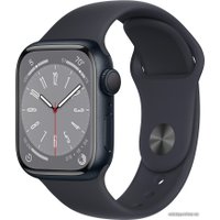 Умные часы Apple Watch Series 8 41 мм (алюминиевый корпус, полуночный/полуночный, спортивный силиконовый ремешок S/M)