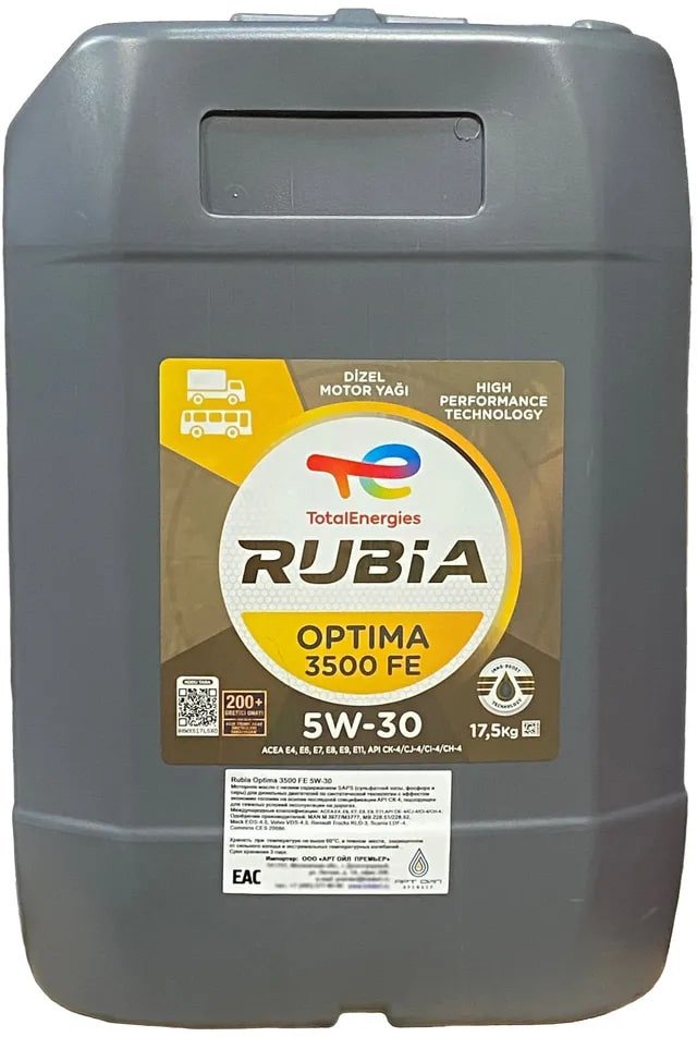 

Моторное масло Total Rubia Opt 3500 FE 5W-30 20л