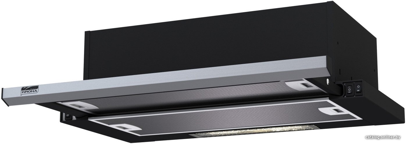 Кухонная вытяжка Krona Kamilla slim 600 black/inox (2 мотора)