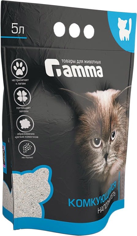 

Наполнитель для туалета Gamma бентонитовый комкующийся 5 л