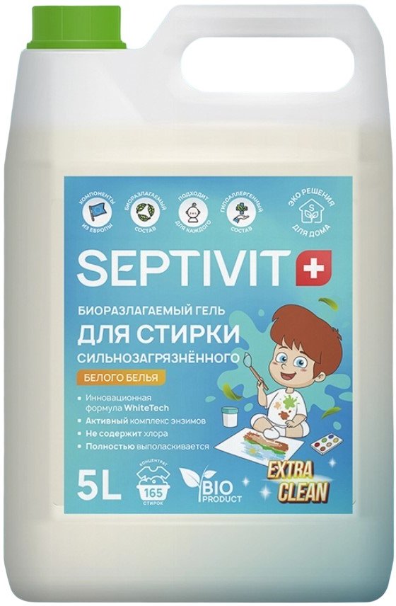 

Гель для стирки Septivit Сильнозагрязненные Вещи для белого белья (5 л)