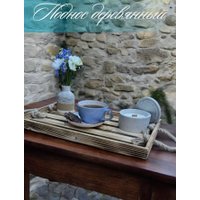 Поднос Florbox Деревянный декоративный с ручками 42x26x3 см (обжиг)