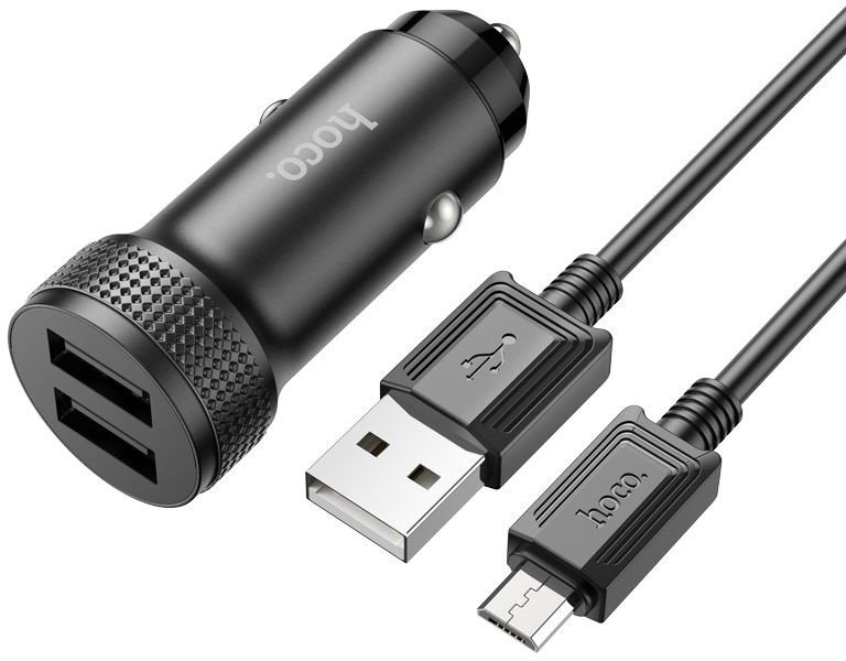 

Автомобильное зарядное Hoco Z49 microUSB (черный)