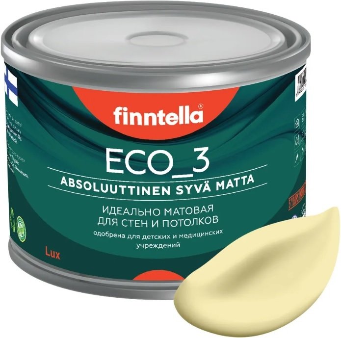 

Краска Finntella Eco 3 Wash and Clean Sade F-08-1-9-LG172 9 л (светло-желтый)