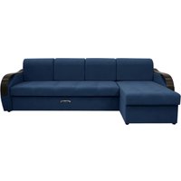 Угловой диван Сириус Лидер-6 с оттоманкой ППУ 300x165 (Eva 22 велюр синий)