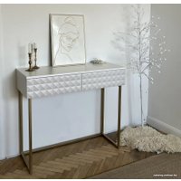 Консольный стол Shtabe Simple 7011 эко (травертин/белый/золото)