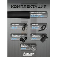 Карниз для штор Sundays Home D-6-P двухрядный (1м, цельный, черный)