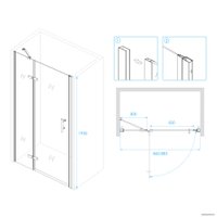 Душевая дверь RGW PA-07B 41080709-84L 90 (черный/прозрачное стекло)