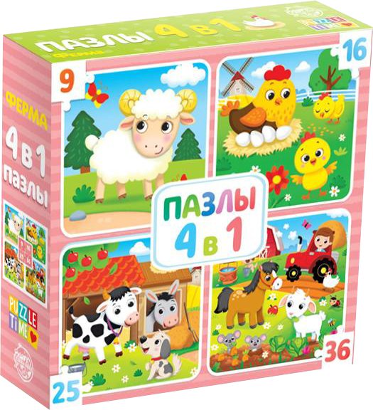 

Набор пазлов Puzzle Time Ферма 4 в 1 (86 эл)