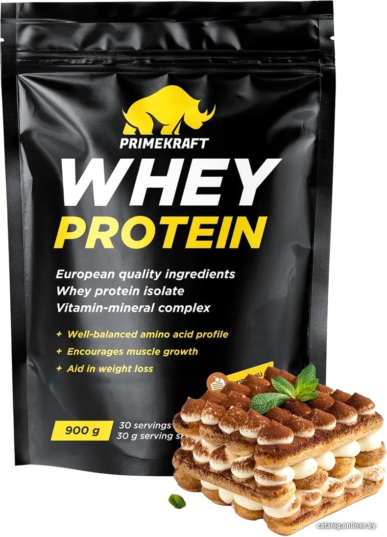 Протеин сывороточный (концентрат) Prime Kraft Whey Protein с витаминами и минералами (900г, тирамису)