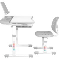 Ученический стол Anatomica Ara с подставкой для книг и выдвижным органайзером (белый/серый)