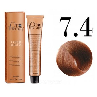 Fanola ORO Therapy Color Keratin 7.4 блондин медный 100 мл