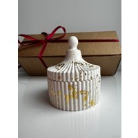 Декоративная шкатулка Gentle Art Декоративный набор из гипса бело-золотой (шкатулка+овальный поднос)