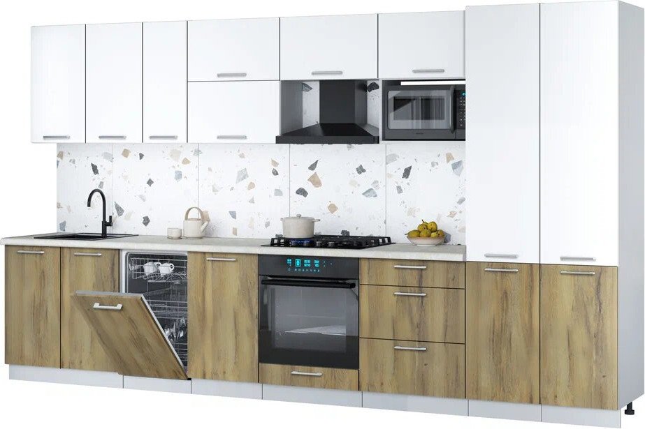 

Готовая кухня Интерлиния Мила Gloss 3.7-ПМ4 (дуб вотан/белый/опал светлый)