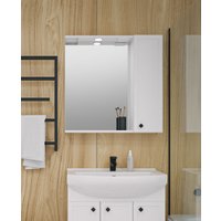  Runo Шкаф с зеркалом для ванной Римини 75 правый (белый)