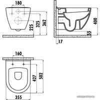 Унитаз подвесной Creavit Terra TP325-51CB00E-0000+KC2203.01.0000E