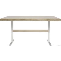 Кухонный стол Buro7 Двутавр 150 (с обзолом, дуб беленый/белый)