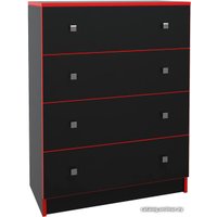 Комод МДК Black BL-КМ2К с 4 ящиками 1050x800x418 (черный/кромка красная)