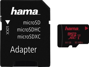 Карта памяти Hama 00123982 microSDXC 64GB + адаптер