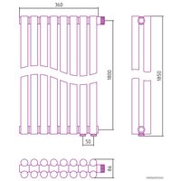 Стальной трубчатый радиатор Сунержа Эстет-11 EU50 1800х360 8 секций (матовое золото)