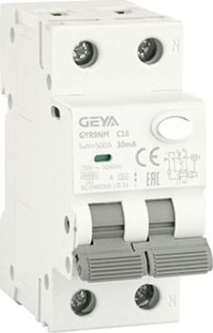 

Дифференциальный автомат GEYA GYR9NM-C16-30mA 1P+N 16A C 6 kA 30mA A 2M GYR9NM1PC16A30