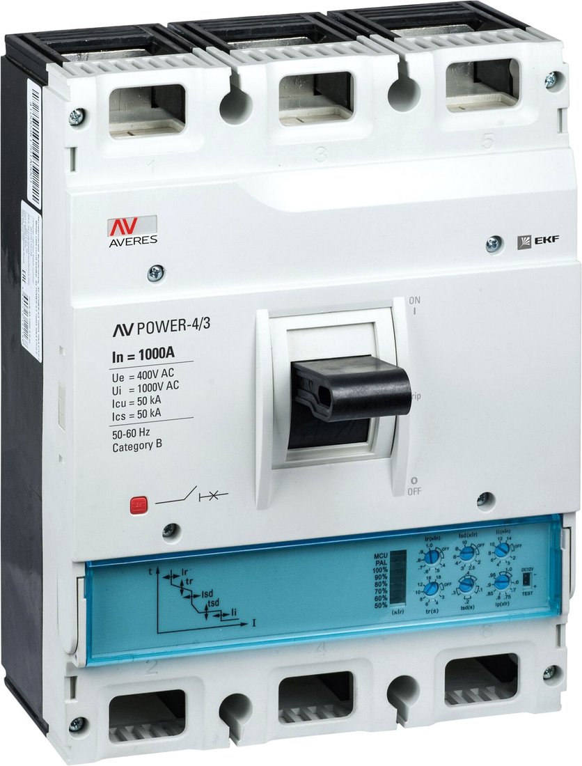 

Выключатель автоматический EKF Averes Power-43 3P 1000А 50кА AV ETU2.0 mccb-43-1000-2.0-av