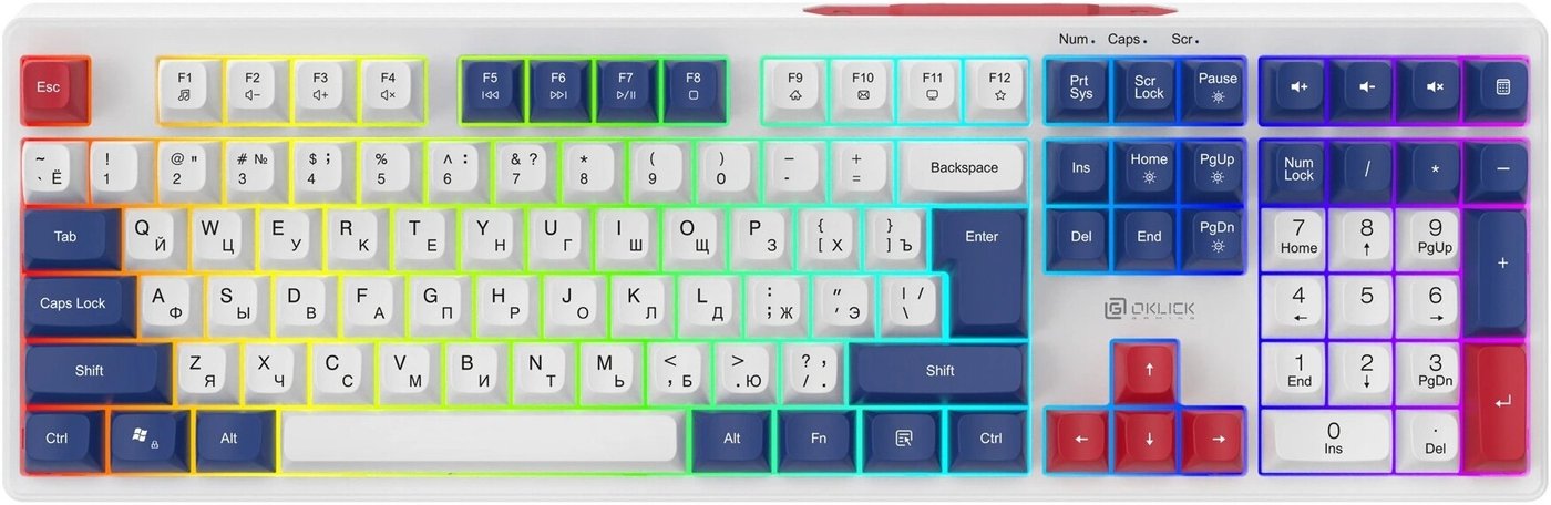 

Клавиатура Оклик 725G (белый/красный)