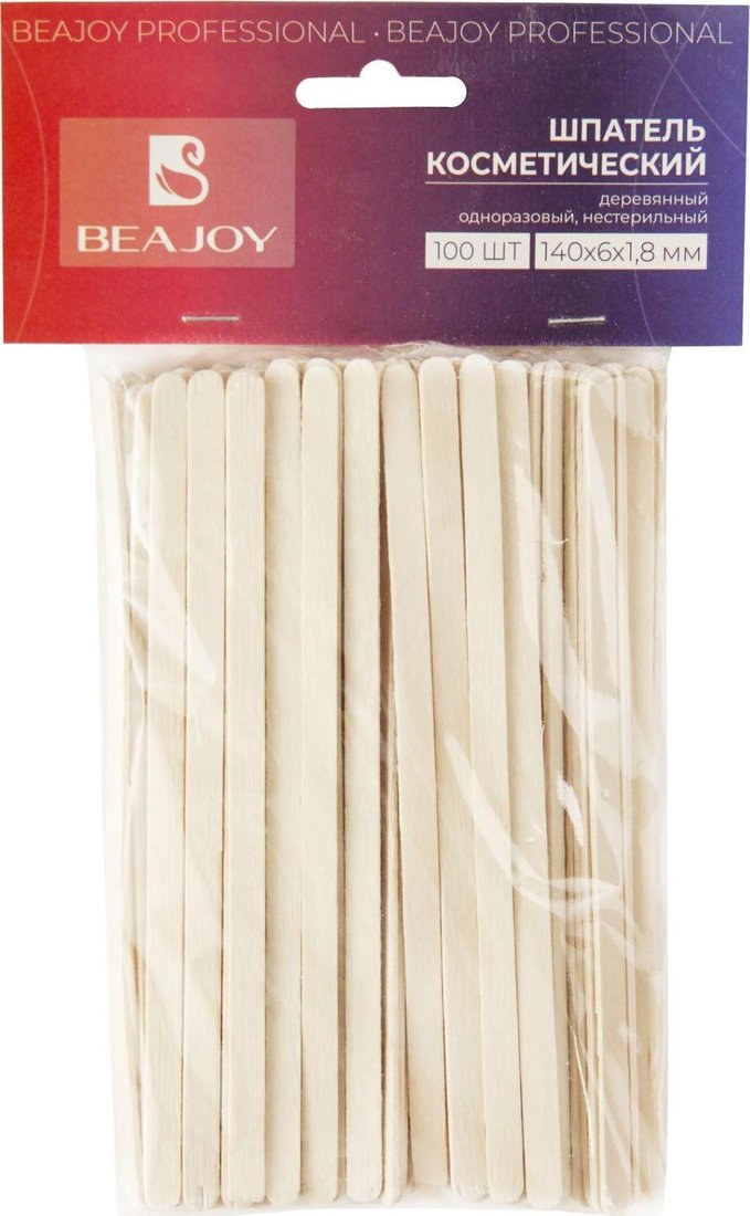 

Шпатель деревянный Beajoy Косметический нестерильный 140x6x1.8мм (100 шт)