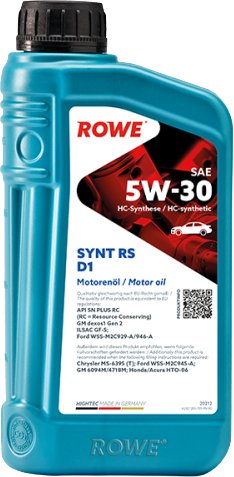 

Моторное масло ROWE Hightec Synt RS D1 SAE 5W-30 1л [20212-0010-03]