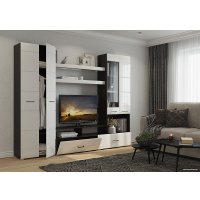 Стенка Горизонт Альфа (венге/белый глянец) в Пинске