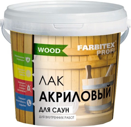 

Лак Farbitex Profi Wood Акриловый для саун 1 л (матовый)