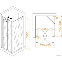 Душевой уголок RGW PA-144B (PA-104B+Z-050-2B+O-204B) 060814478-14 70x80 (черный/прозрачное стекло)