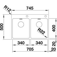 Кухонная мойка Blanco Andano 340/340-IF/A 525248 (с клапаном-автоматом, сатин)