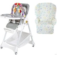 Высокий стульчик ForKiddy Podium Toys 0+ (2 чехла +х/б вкладыш, светло-серый, дуга зайка)