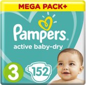 Active Baby-Dry 3 Midi Mega Pack (152 шт)