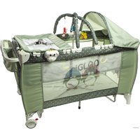 Манеж-кровать ForKiddy Arena lux 2020 (оливковый с пингвинчиками)