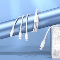 Кабель Borofone BX71 USB Type-A - Lightning / Micro-USB / USB-C (1 м, белый)