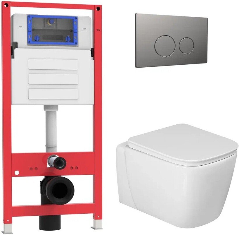 

Унитаз подвесной Oliveeka OL-MQ-003 + OL-G1 + OL-R22-BGM (матовый оружейный металл)