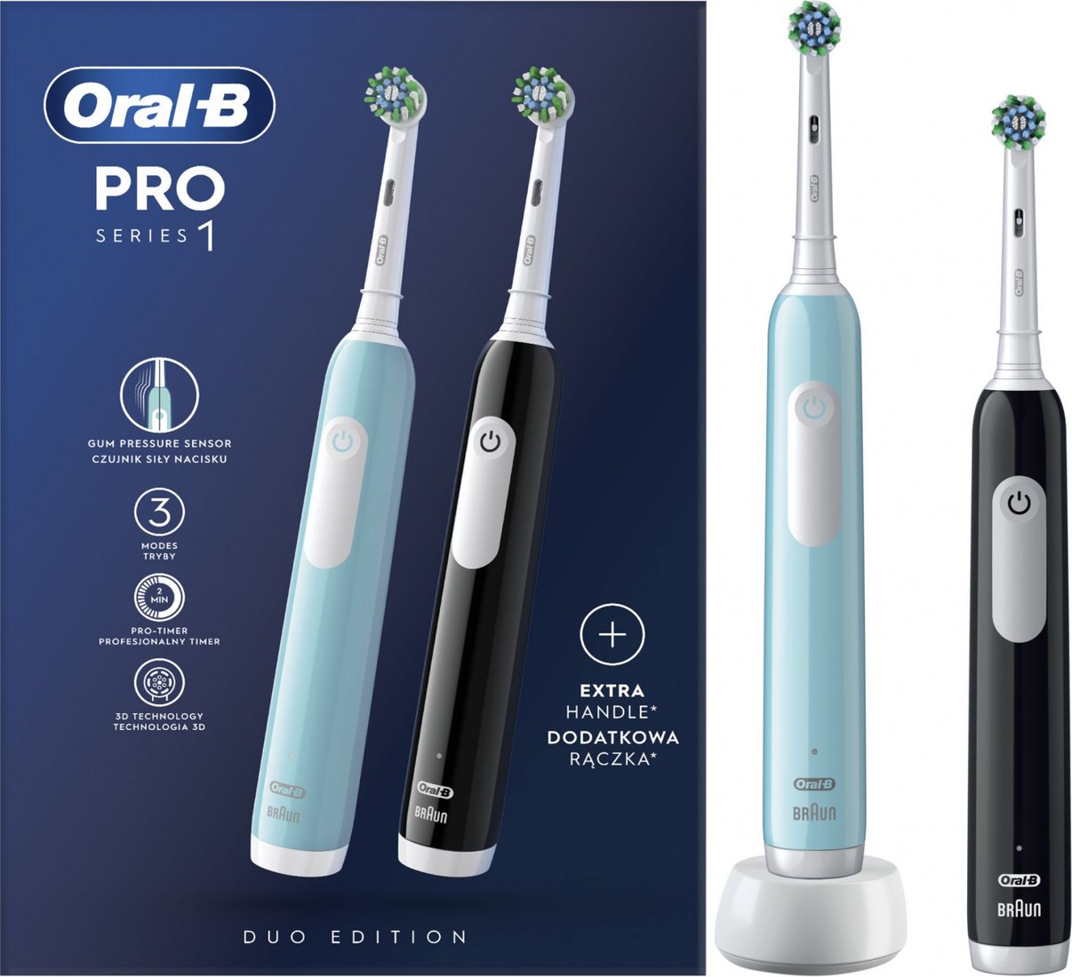 

Комплект зубных щеток Oral-B Pro Series 1 D305.523.3H (2 шт, черный/бирюзовый)