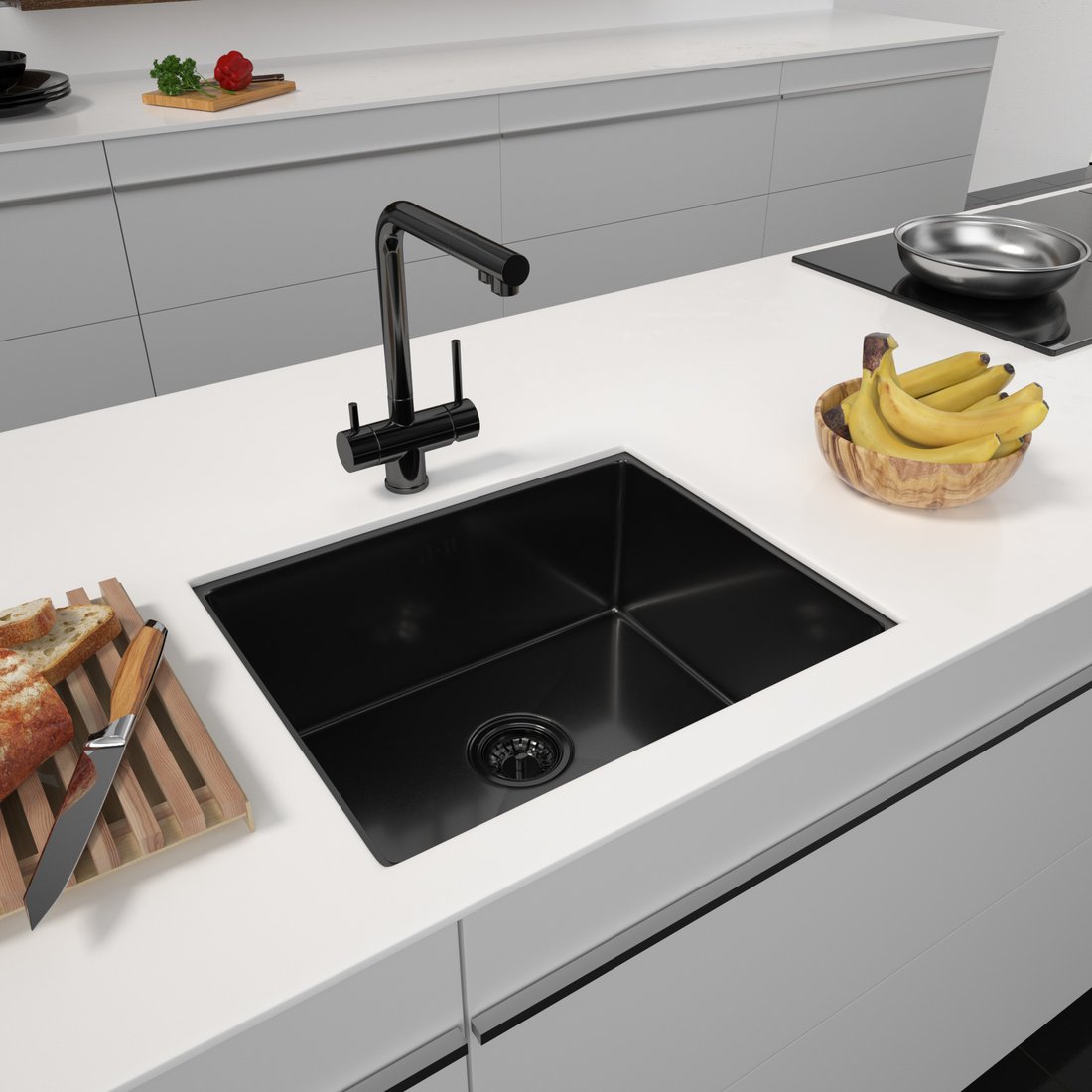 Кухонная мойка ARFEKA ECO AR 550*450 BLACK PVD NANO DECOR VOLCANIC ROCK