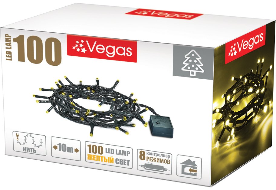 

Новогодняя гирлянда Vegas Нить 55064 100 LED (желтый)