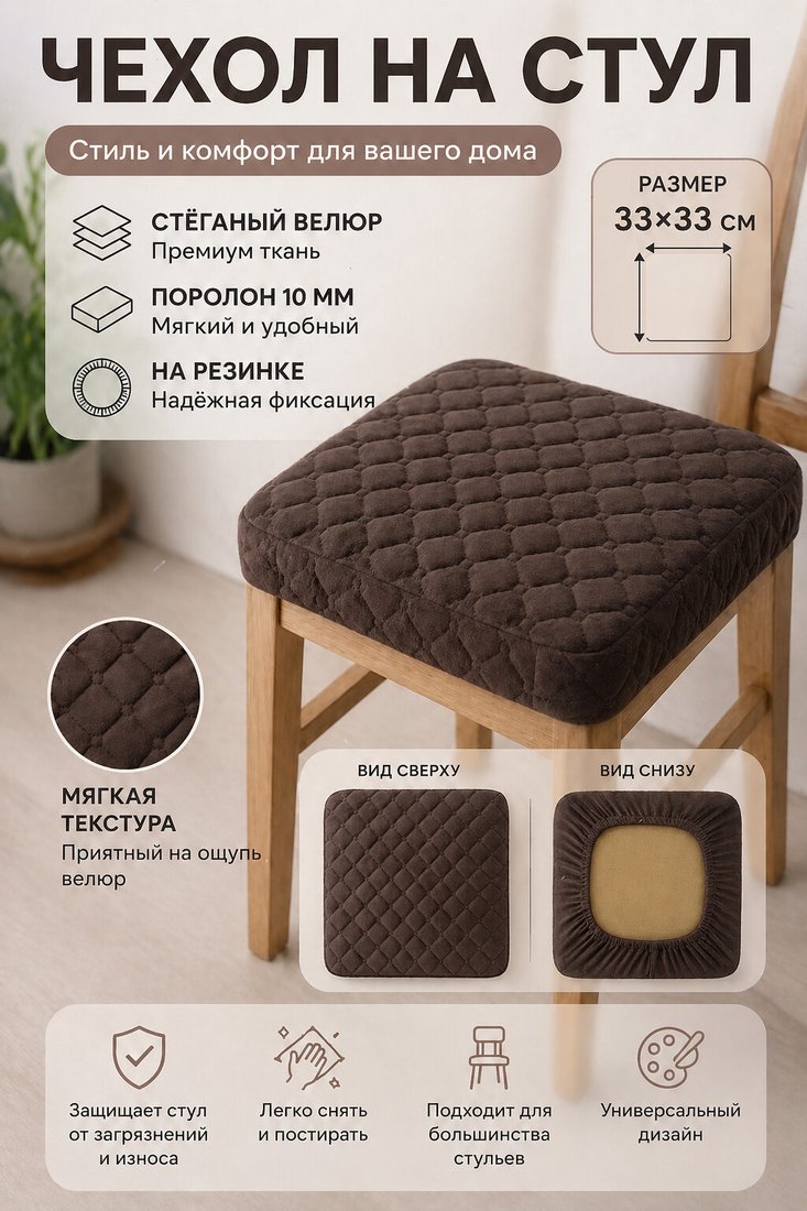 

Чехол для стула Тридиал групп Ч3109 (коричневый)