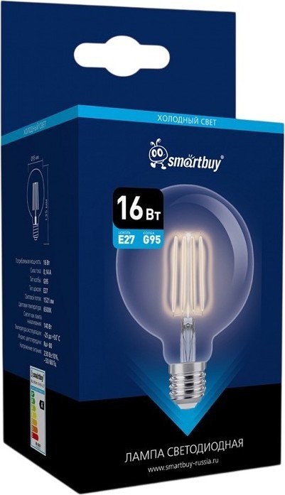 Светодиодная лампочка SmartBuy SBL-G95Art-16-65K-E27