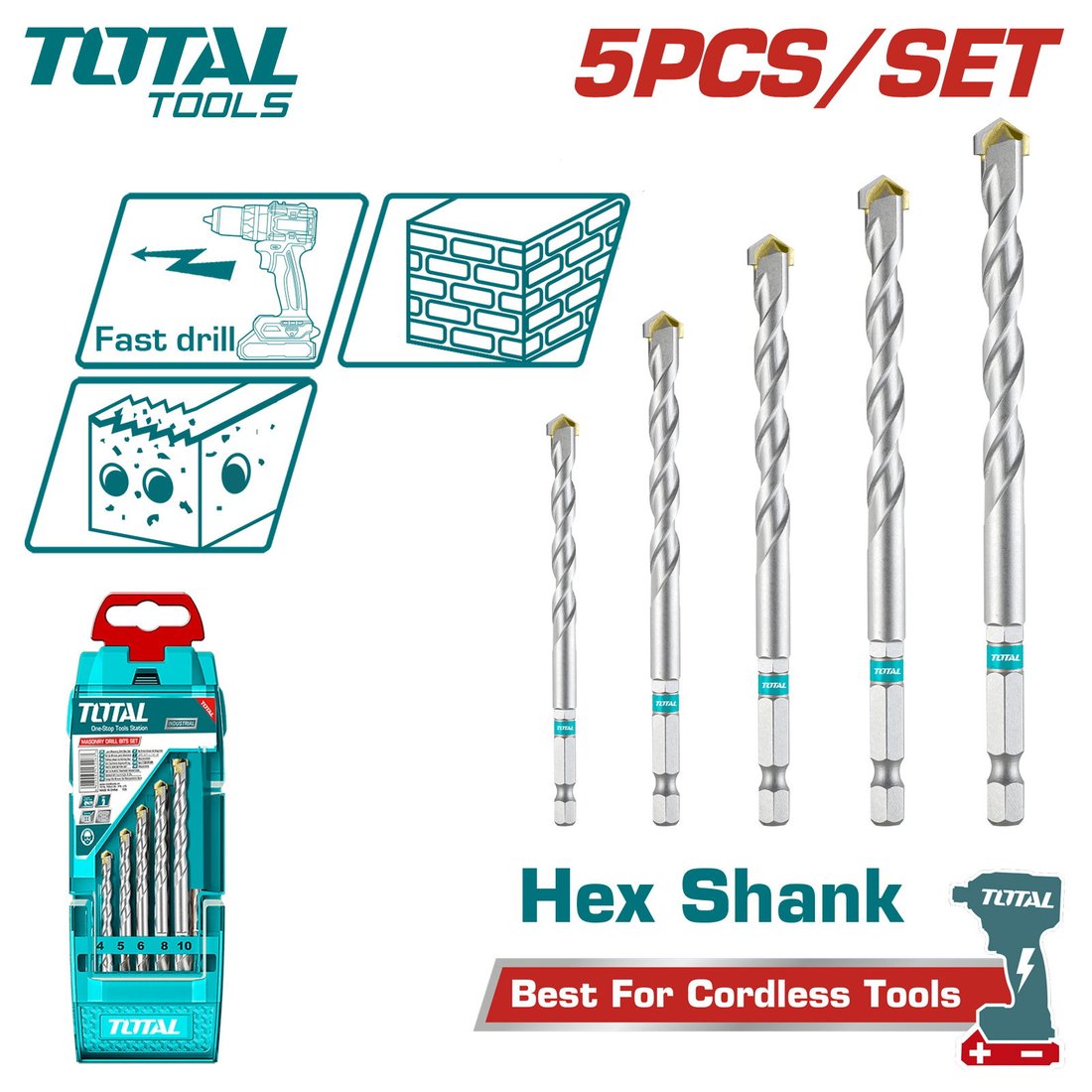 

Набор сверл Total TACSD6055 (5 шт)