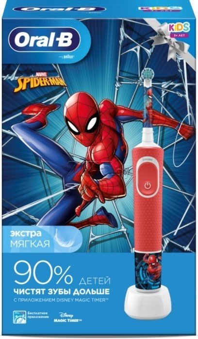 

Электрическая зубная щетка Oral-B Kids Spiderman D100.413.2K (картонная упаковка)