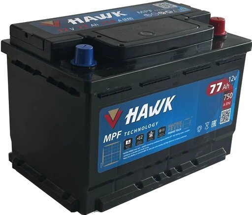 

Автомобильный аккумулятор Hawk 77 R+ HSMF-57412