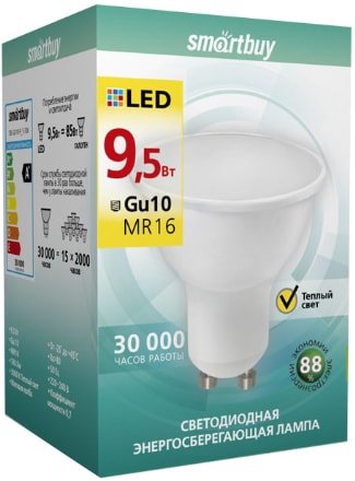 Светодиодная лампочка SmartBuy GU10 9.5 Вт 3000 К SBL-GU10-9.5-30K