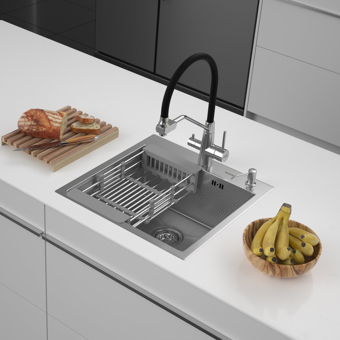 

Кухонная мойка ARFEKA ECO AR мойка 500*500, коландер, дозатор SATIN DECOR