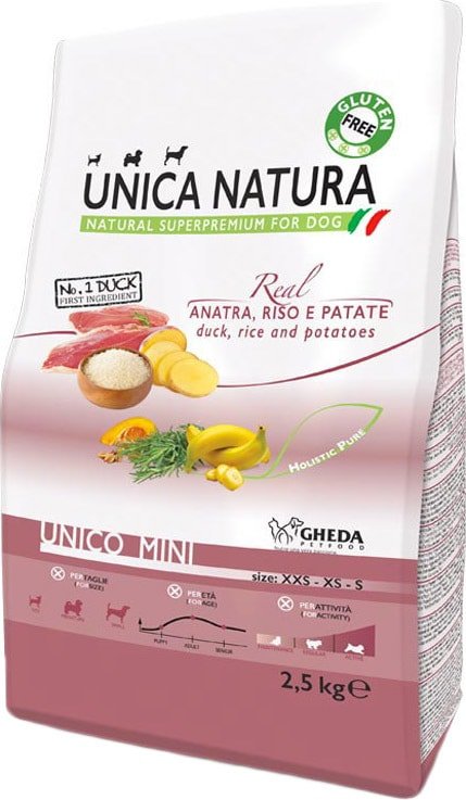 

Сухой корм для собак Unica Natura Unico Mini с уткой, рисом и картофелем 2.5 кг